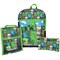 Minecraft Kids School Backpack 16" 5PC Lunch Kit, Keychain, Metal Carabiner, Batman keychain, and utility case